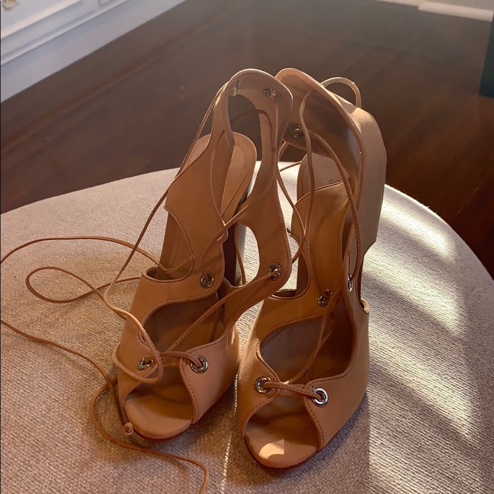 Schutz Lace Up Suede Sandal Pumps